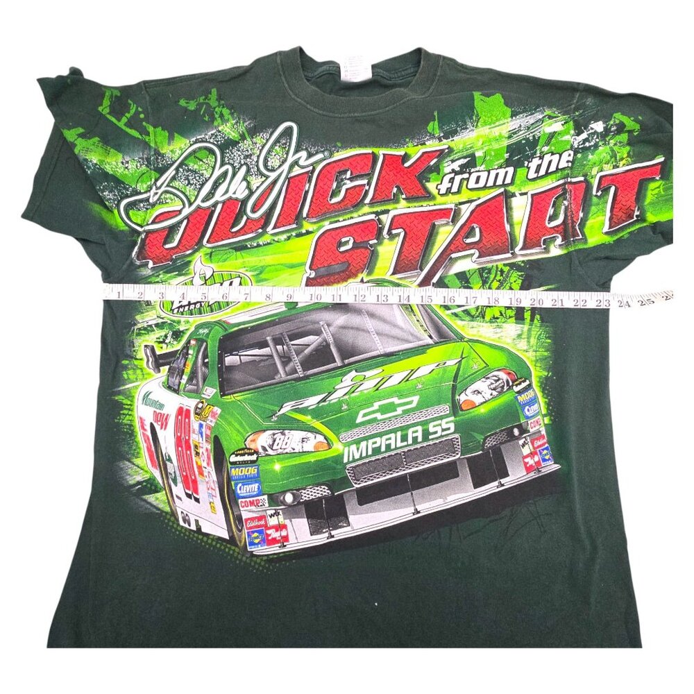 Dale Earnhardt Jr NASCAR AOP Graphic XL Chase Green Short Sleeve 100% Cotton Y2K - Picture 11 of 12